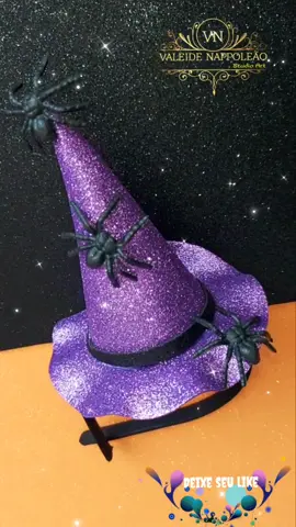 Tiara Halloween #DIY #tiara #tiarahalloweem #chapeudebruxa 