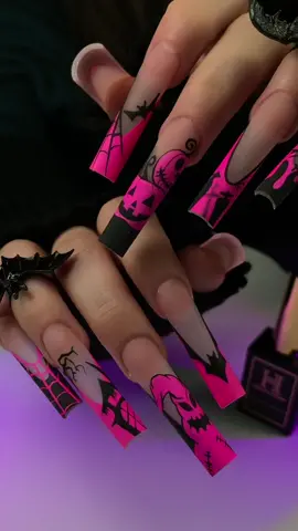 Pink Halloween 🎃 keep it cute for spooky season  Using our super high pigment Gel Paint (leaves no see through lines behind). Linework brush that is specifically designed for perfect lineart.  Neon pigments  Acrylic Soft Rose 3 ❤️ @honeysnailsecret  Honey’s Nail Supply  2200 Norcross Pwk #245, Norcross GA 30071  #nails #naildesigns #nailtutorial #nailart #nailvideos #nailtrend #prettynails #nailviral #nails #bestnails2024 #fallnails #fall #halloween #halloweennails #halloweendesign #fallnails #halloween #honeyphannails 