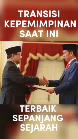 Kelancaran Transisi kepemimpinan Presiden Jokowi ke Presiden Terpilih Prabowo telah mempertegas pesan persatuan dan kesatuan bangsa yang telah hilang dalam kehidupan berbangsa dan bernegara belakangan ini #PrabowoLanjutkanJokowi #JokowiPrabowo   #PrabowoPresiden2024  #PrabowoGibran2024  #MenujuIndonesiaMaju  #IndonesiaEmas