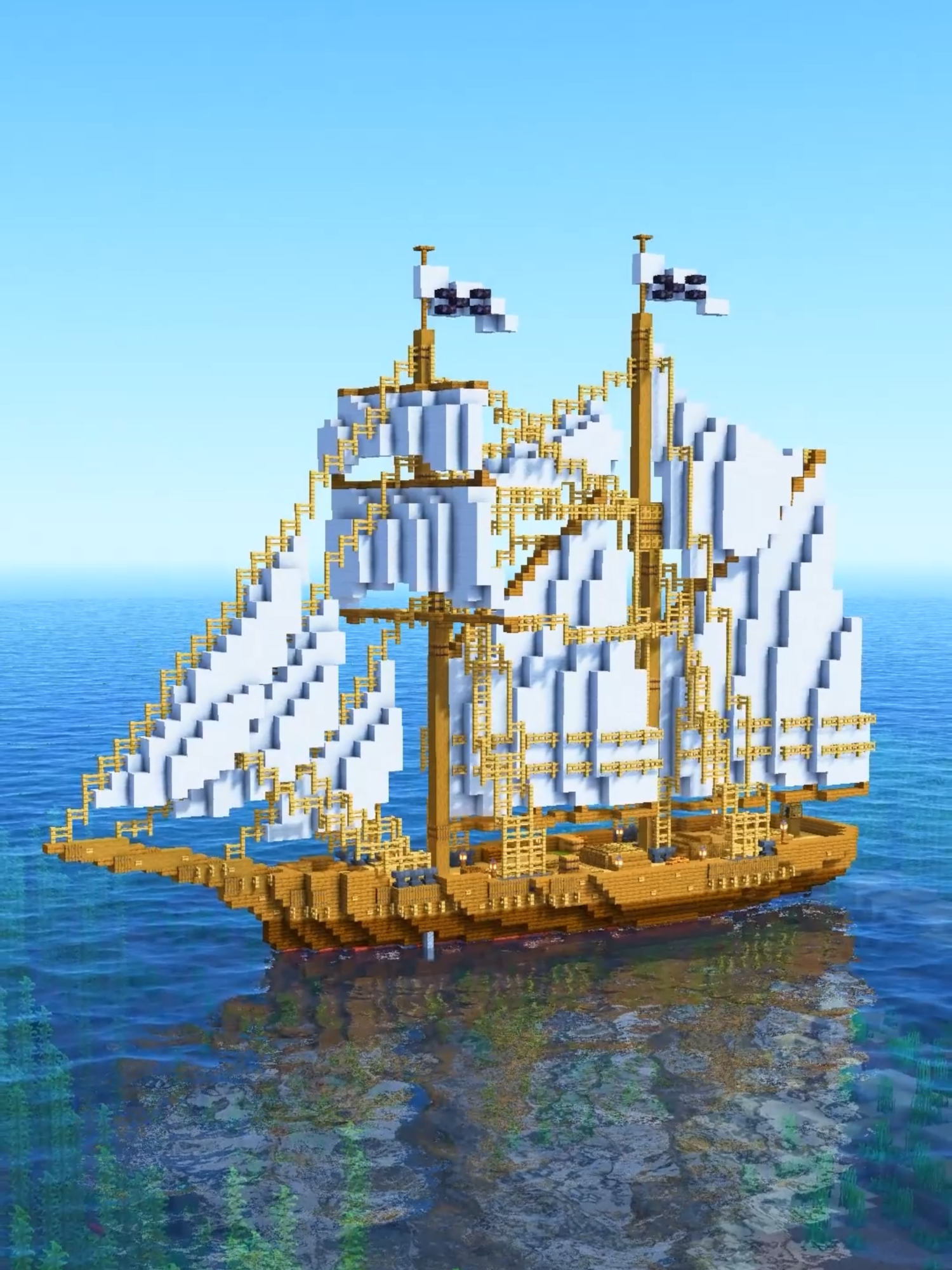 Build it! (Medieval Sailing Ship) The 3D Guide is online and has a materials list included. No mods or addons are required! 📥Included downloads: Java / Bedrock world and Schematic. #Minecraft #charliecustardbuilds