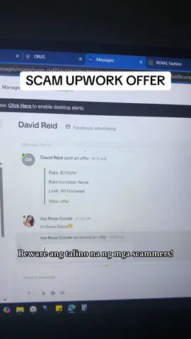 Guys! Please Beware of this scammers in upwork. Grabe baka if newbie ako papatusin ko to kase guys parang legit talaga siya they even created a website and fb page na may 1k followers. Who wants to continue the kwento? hahah pinag iisipan ko kung rereplayan ko pa si scammer para mashare natin how they trick people #upworkscammers #freelancingscams #va #beware #bewareofscams #freelancing #upworktips 