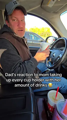 Dad’s reaction to mom taking up every cup holder with her amount of drinks. #dad #husbandwife #relatable #reaction #marriage #relationships #marriedlife #family #drama #comedy #funny #dadlife #dadsbelike #dadjokes #dadsoftiktok #madad #rant #lecture #foryou #fyp #trend #trending #this #original 