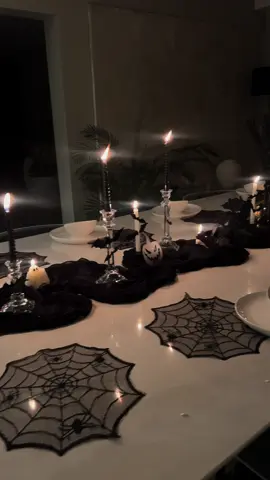 preparing my halloween setup at home with things i ordered online at shein #shein some tips and a sneak peak for those that love them spooky vibes 👻  let me know what you think and if i should add a pop of color? #halloween #fyp #foryou #foryoupage #hosting #candles #blacktheme #friends #bats #spiders #spookytreats #spookyseason 