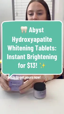 ✨ Abyst Hydroxyapatite Whitening Toothpaste Tablets – Brighten your smile instantly! Model: @madison  ✅ Oral Repair: Strengthens enamel and supports oral health ✅ Whitening Power: Corrects teeth color for a brighter smile ✅ Convenient Tablets: Easy to use and travel-friendly! Transform your oral care routine today! 🛒 Get yours now! #TeethWhitening #OralCare #Abyst #BrightSmile #Hydroxyapatite #DentalHealth #teethtok #girlstyle #tiktokshopholidayhaul #falldealsforyou #tiktokshopcybermonday #tiktokshopblackfriday #tiktokmademebuyit #video #fyp #viraltiktokproducts 