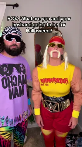 The sexiest costumes 😂#husbandwifecomedy #husbandandwife #couples #creatorsearchinsights #WWE #wcw #wwf #halloweencostume #coupleshalloweencostumes #hulkhogan #machoman #couplesgoals 