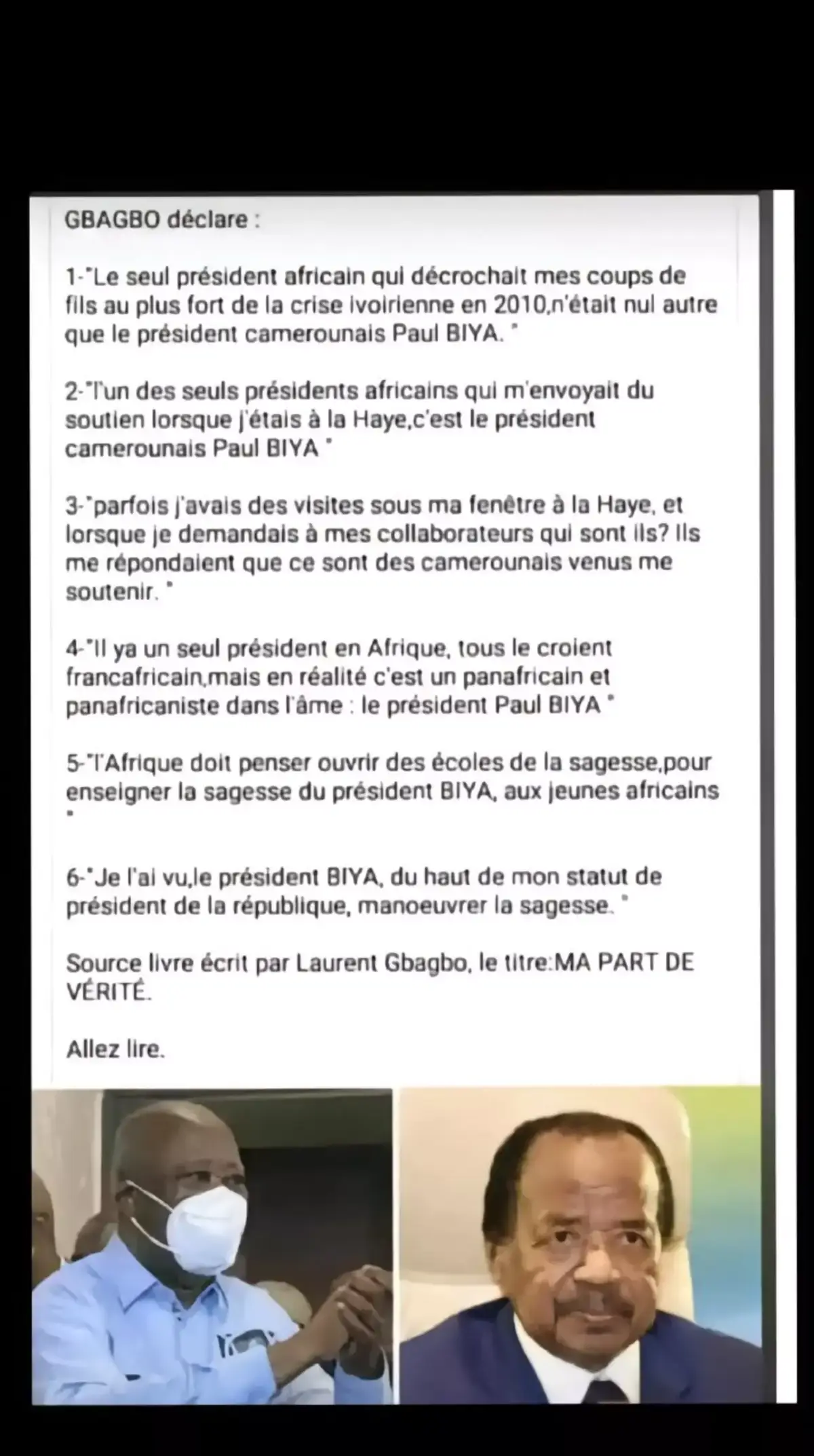 Laurent Gbagbo sur s.e BIYA #biya 
