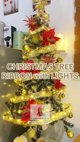 Brighten your Christmas Tree with this  Ribbon Fairy Lights ✨ click my yellow basket!⬆️ #christmasdecor #christmasribbon #ribbonwithlights #christmastreedecor #christmasdecorations #christmas 