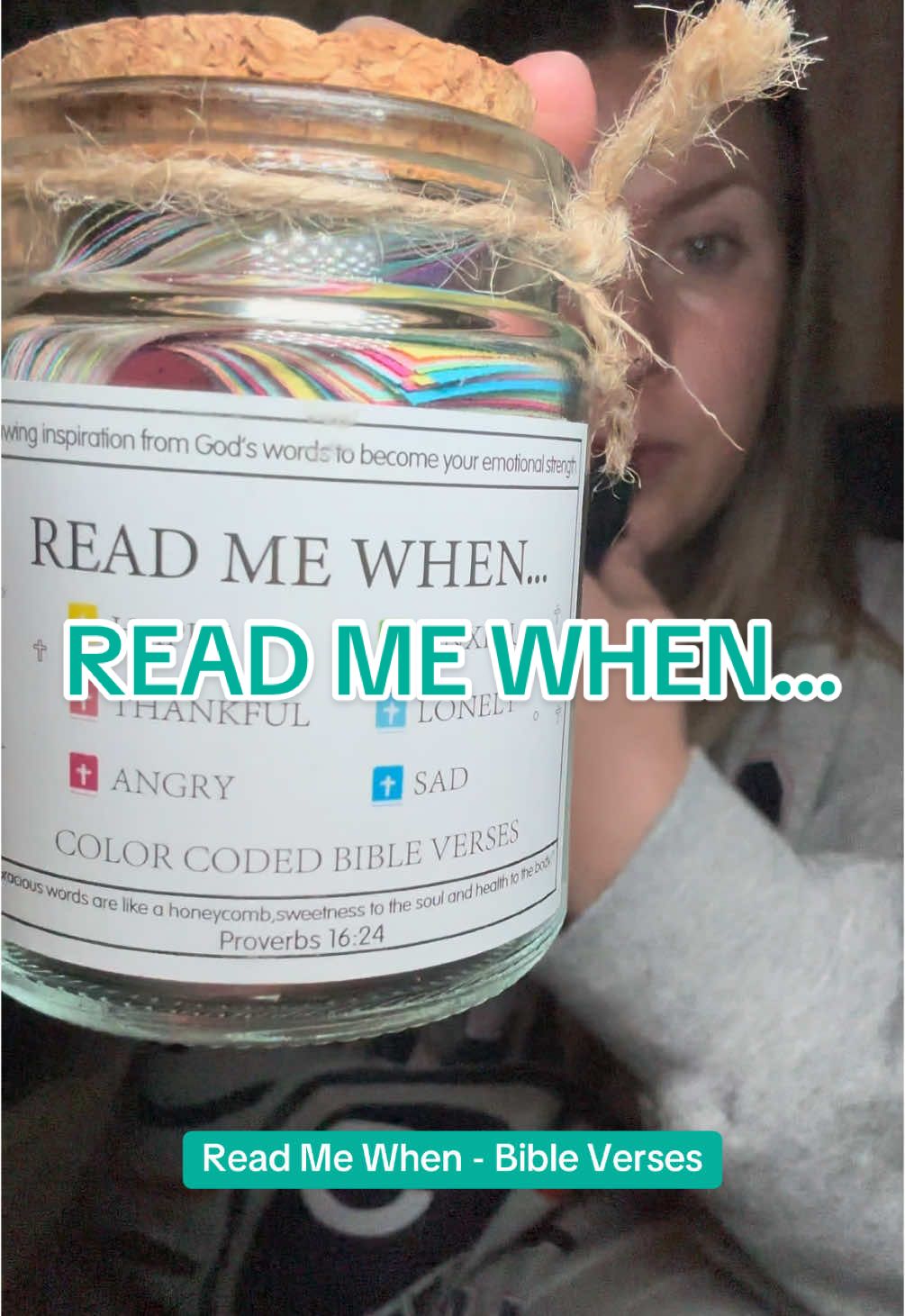 A Read Me When jar is a great way to get familiar with the Bible, start teaching the kids and help you work out your emotions. Each strip is color coordinated to each emotion.  • • #TikTokShopBlackFriday #TikTokShopCyberMonday #FallDealsForYou #TikTokShopHolidayHaul #FallDealsForYou #blackfridaydeals #blackfriday2024 #giftideas #christmas #thanksgiving  #TikTokShop #viralvideo #fyp #fy #fypシ #sahm #sahmlife #stockingstuffer #gift  #OOTD #jar #bible #bibleverse #jesus #god 
