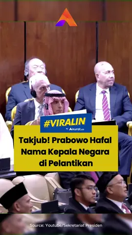 Pelantikan Presiden dan Wakil Presiden RI terpilih, Prabowo Subianto dan Gibran Rakabuming Raka, berlangsung pada 20 Oktober 2024 dengan dihadiri sejumlah kepala negara dan utusan khusus dari berbagai negara. Prabowo, yang dikenal dengan ketelitian dan wawasannya, berhasil menyebut satu per satu nama perwakilan negara-negara tersebut dengan lancar. #PelantikanPresiden #PelantikanPresiden2024 #PelantikanPrabowoGibran #akuratco 