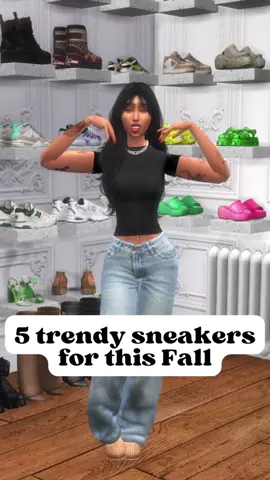 5 trendy sneakers for this Fall ⭐️🖤 #fyp #sneakers #fall #fashion #sims #ts4community #simstok #thesims4 #ts4 #lookbook 
