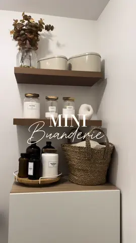 COMMENT SE CRÉER UNE MINI BUANDERIE  📌 RÉFÉRENCES 📌 - meuble BESTA IKEA - portes IKEA - tablettes à l’intérieur du meuble IKEA - étagères ACTION - bocaux b&m - fleurs artificielles b&m - lot de 2 boites en métal beige IKEA - plateau tournant IKEA  - panière osier PRIMARK - bouteille ambrée ALIEXPRESS Les étagères ont été fixé par des chevilles ✨ J’ai acheté ce meuble pour organiser tous les produits de ménages et de linge et par dessus j’ai mis 2 petites étagères pour apporter une petite touche sympa en y posant mes bocaux. . Tu aimes ? . . ✅ ABONNE TOI POUR PLUS D’ASTUCES, TROUVAILLES ET BONS PLANS  👍🏼 LIKE CE POST  ⏺️ ENREGISTRE CE POST POUR NE PAS LE PERDRE  🌐 REJOINS MON CANAL POUR NE RIEN LOUPER  . . . #buanderie #laundry #organized #organization #lessive #stock #restock #asmr #ikea #action #b&m #primark #asmr #asmrcommunity #espace #optimisation #optimism #tips #astuces #bonplan #rangement  [ buanderie - mini - espace - optimisation - rangement - petit espace ]