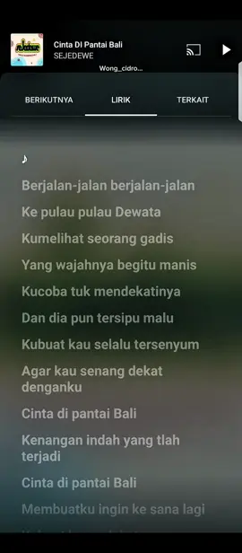 Cinta Di Pantai Bali SEJEDEWE#liriklagu #lirik #songs #songstatus #art #p #pppppppppppppppp #fypシ #wongcidro #sejedewe #cintadipantaibali #fyppppppppppppppppppppppp 