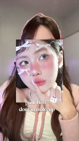 douyin pink bow look🎀 #douyin #makeuptutorial #douyinmakeup #pinkmakeup 