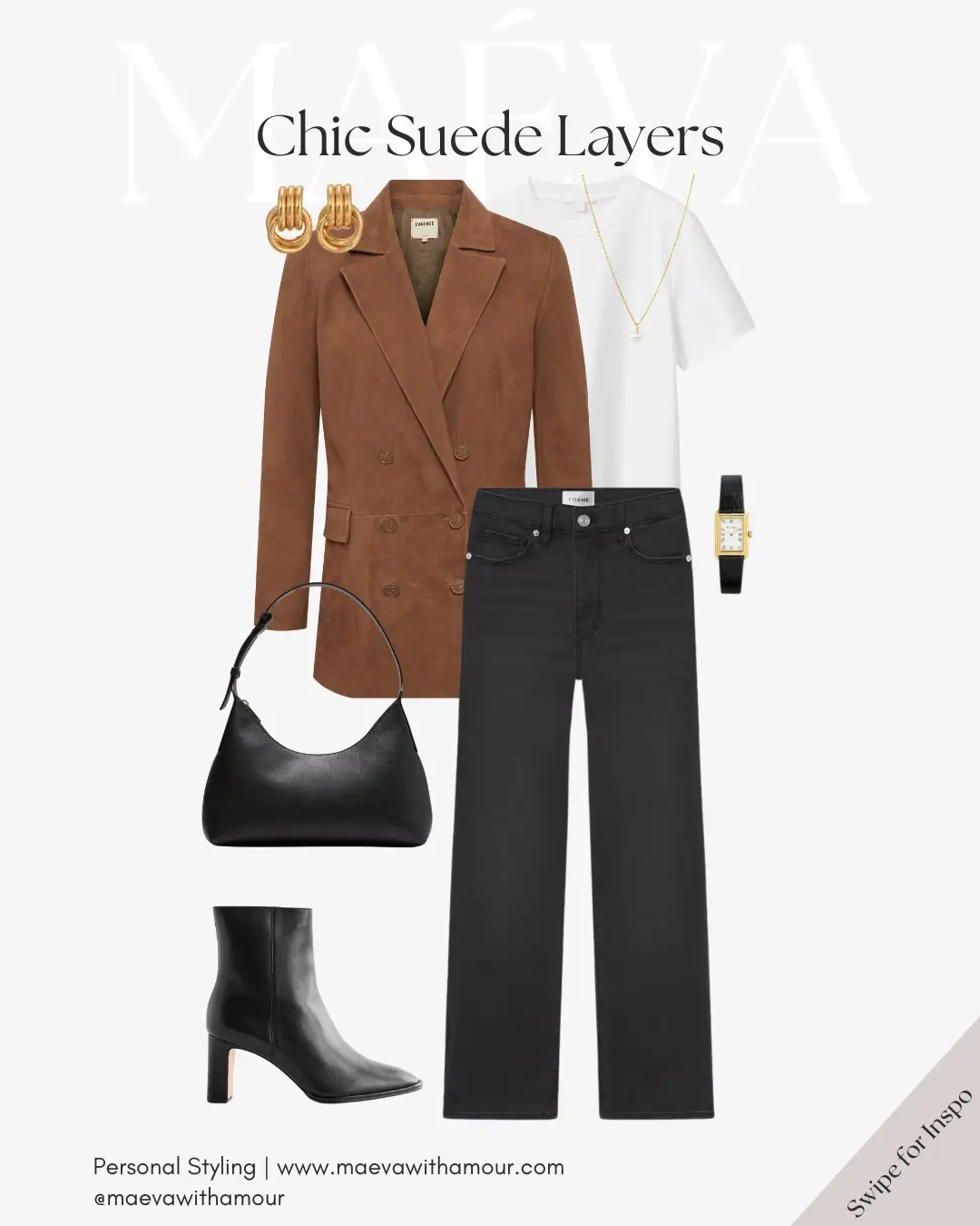Fall is all about textures and tones like rich suede, sleek black, and timeless gold accents 🤎 Which piece would you add to your wardrobe? ❤️ Adore this look? Shop the full outfit on LTK @maevawithamour, or head to the link in bio for all the details!  👉 Save this look for inspiration and follow for more style ideas!  ✨ Discover French-inspired style and chic wardrobe tips daily, designed to elevate your everyday fashion! With Amour, M. #ParisianStyle #ParisFashion #frenchstyle #parisfashion #parisstyle #howtodresslikeafrenchgirl #outfitinspo #ootdinspo #frenchgirl #paris #parisianstyle #parisianaesthetic #frenchaesthetic #parisienne #modefrancaise #OOTD #parisoutfit #chicoutfit#transitiontofall #falloutfit #cafe #fall #oldmoneyaesthetic #sezane #sezanelovers 