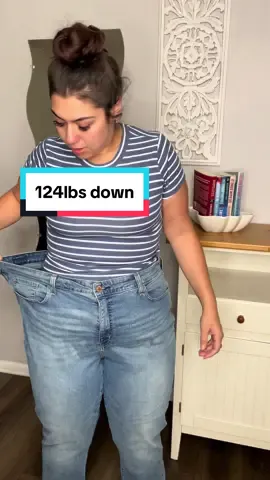 Bitter mf sweet moment!! These were the biggest sized jeans I’ve ever owned & I wanted to keep them to see my progress 🥹 I took this video so nonchalantly to get a real life reaction, so here it is. From size 22 to now a size 14 in jeans, still a plus size queen but in my best health ever. I kept going back to the mirror to look at myself because I literally couldnt believe it. I used to wear the size 22 and be so uncomfortable, now I’m able to rock a pair of jeans the whole day! If this journey has taught me anything, it’s that I can do ANYTHING. #plussize #weightloss #transformation 