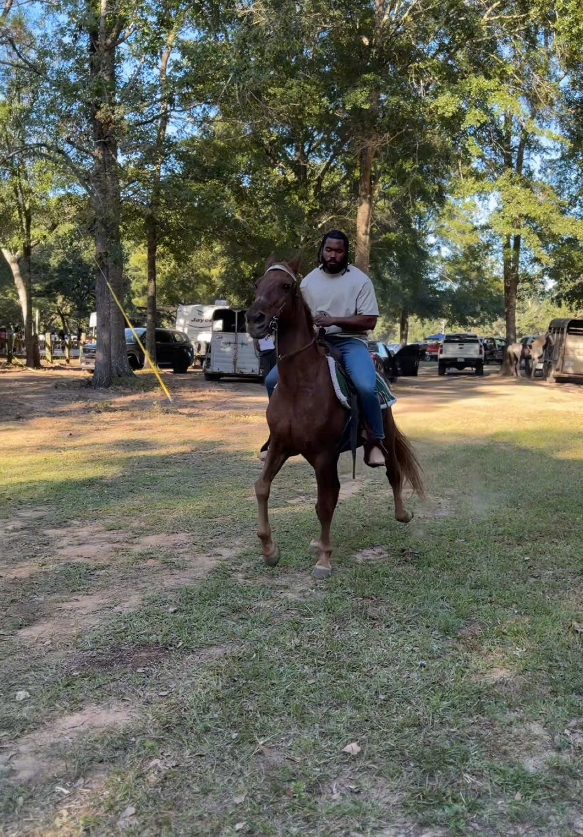 Man it felt good being back home #fyp #fypage #viral #viraltiktok #blackmen #blackcowboy #trailride #tennesseewalkinghorse #rackinghorse 