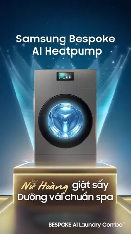 NỮ HOÀNG GIẶT SẤY AI - GIẶT THÔNG MINH, SẤY DƯỠNG VẢI Dẫn đầu kỷ nguyên giặt sấy AI với Máy Giặt Sấy Bơm Nhiệt Samsung Bespoke AI Heatpump! 🏆Giặt thông minh AI kết hợp cảm biến chất liệu vải & độ bẩn, tự động phân bổ nước giặt xả theo độ bẩn, giặt sạch hoàn hảo, dưỡng vải bền đẹp. 🏆Sấy Bơm Nhiệt AI Heatpump lần đầu có mặt trên máy giặt sấy, kết hợp AI cảm biến độ ẩm giúp sấy khô đều, bảo vệ vải bền lâu, đồng thời tiết kiệm điện vượt trội đến 75%. Tiên phong dẫn đầu xu hướng mới với Nữ hoàng giặt sấy bơm nhiệt Samsung. #Samsung #BespokeAIHeatpump #MáyGiặtSấySamsung #NữHoàngGiặtSấy #DưỡngVảiChuẩnSpa