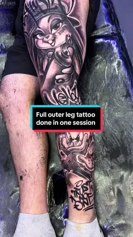 Full outer leg tattoo done in one session no numbing cream needed #legtattoo #legtattoosformen #fyp #tattoo #tattoolover #tattootiktok #tattooartist 