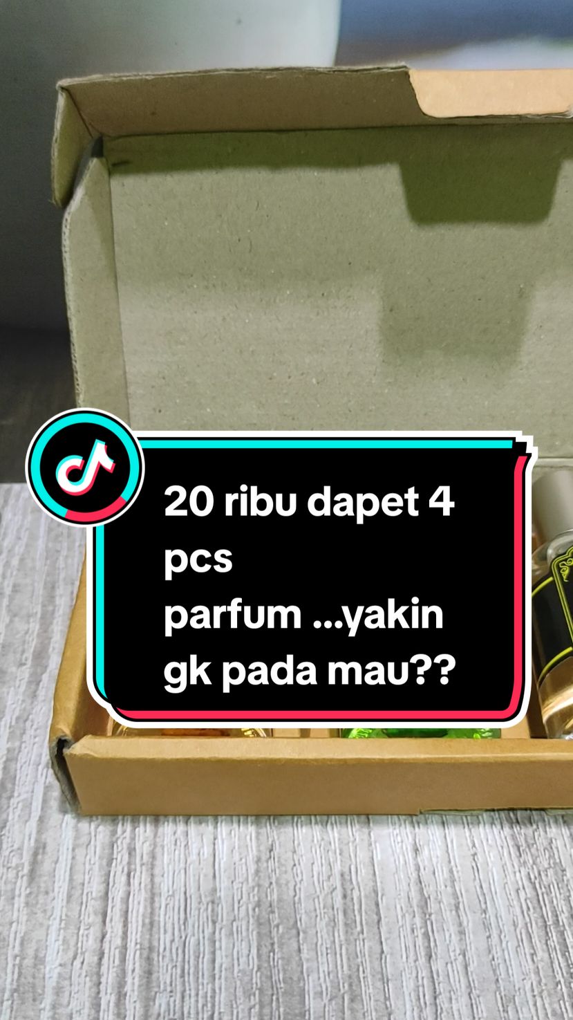 Membalas @rizal.anwar753 20 ribu dapet 4 pcs yakin gk pada mau?? #parfummrcrush #parfumviral #parfumbuy1get4#lewatberanda 