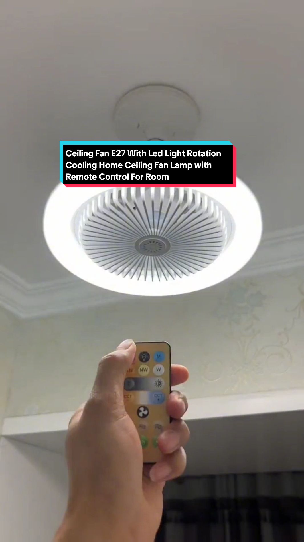 Ceiling Fan E27 With Led Light Rotation Cooling Home Ceiling Fan Lamp with Remote Control For Room Home Decor #ceilingfan #led #light #coolingfan #cooling #lamp #2in1 #tiktok #topsellerproducts #recommend #cheap #mustbuy #murah #bestselling 
