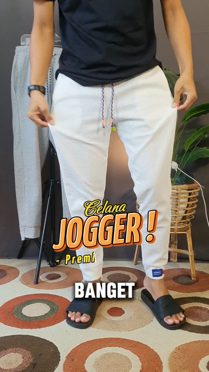Celana jogger premium bahan waffle berkarkater slimfit...!! #celanapria #celanamurah #celanajogging #celanarunning #celanagym 