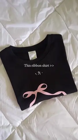 very cutesy 🎀  #bowshirt #ribbonshirt #cuteshirt #coquette #blackshirt #tshirtcotton 