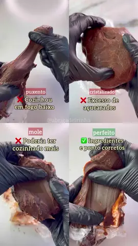 O motivo dos seus erros no brigadeiro 👀 ❌ Se ele ficou puxento, pode ser porque cozinhou por tempo demais e em fogo baixo ou demorou muito para reduzir (excesso de ingredientes líquidos)… ❌ Se ele ficou mole, pode ser porque poderia ter cozinhado um pouco mais até alcançar o ponto ideal… ❌ Se ele ficou com essa casquinha de açúcar na superfície da massa ou na massa inteira rapidamente, pode ser excesso de ingredientes açucarados ou passou do ponto… ✅ O ideal é ficar cremoso e doce na medida certa, num ponto totalmente possível de manusear! Qual desses erros você vai consertar a partir de agora? 👇🏻 #docesgourmet #brigadeiro #brigadeirogourmet #docinhosgourmet #gourmet 
