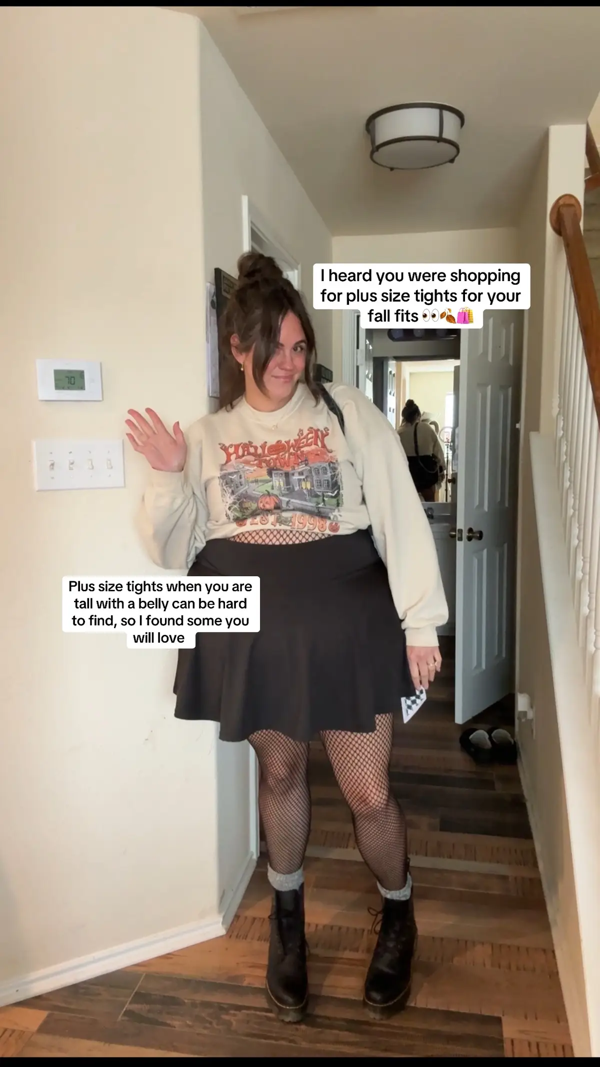 I tried these amazon fishnets so you dont have to and they were a winner. I wore them all day from about 8am to 8pm and was still looking at myself when I finally took them off. I might go buy another pair, I can see this becoming a part of my plus size personality traits. If you’re on the hunt for plus size tights this fall, I found a winner! #plussize #plussizetights #plussizefashion #plussizestyleinspo #plussizestyle #apronbelly #apronbellystyle #fallfashion #apronbellybaddies 