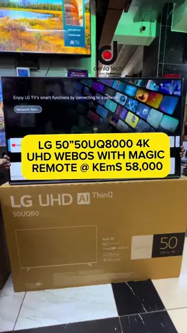 LG 50″ UQ80006 Series UHD 4K TV, Cinema Screen Design 4K Active HDR WebOS Smart AI ThinQ  Review.  Key Features Real 4K UHD Picture, Colour & Depth ThinQ AI webOS Smart TV with Magic Remote α5 Gen5 AI Processor 4k True Cinema Experience supported by HDR10 & FILMMAKER MODE AI Sound & 5.1 Virtual Surround Sound Frameless TV Connectivity: BT, HDMI 2.0, LAN, WiFi & USB Refresh Rate: 60HZ 24 Months Warranty.  PRICE DROP👇👇👇👇👇👇 From Kes 64999/= ➡️➡️➡️ Kes 58000/= Visit any of our stores located at: 1: RNG Plaza , First Floor F17 along Ronald Ngala steet- 0711290354. 2: Platinum Plaza, Ground Floor G36/G37 along Tom Mboya street - 0757543543. 💥 💥 💥 💥 💥 💥 #fyp#denfatech#denfatechnologies #lgtvs #LG#smartwebos #fypシ #bestelectronicsshop#smarthomegadgets #smartliving #homeupgrades #unbeatable_price #unbeatabledeals