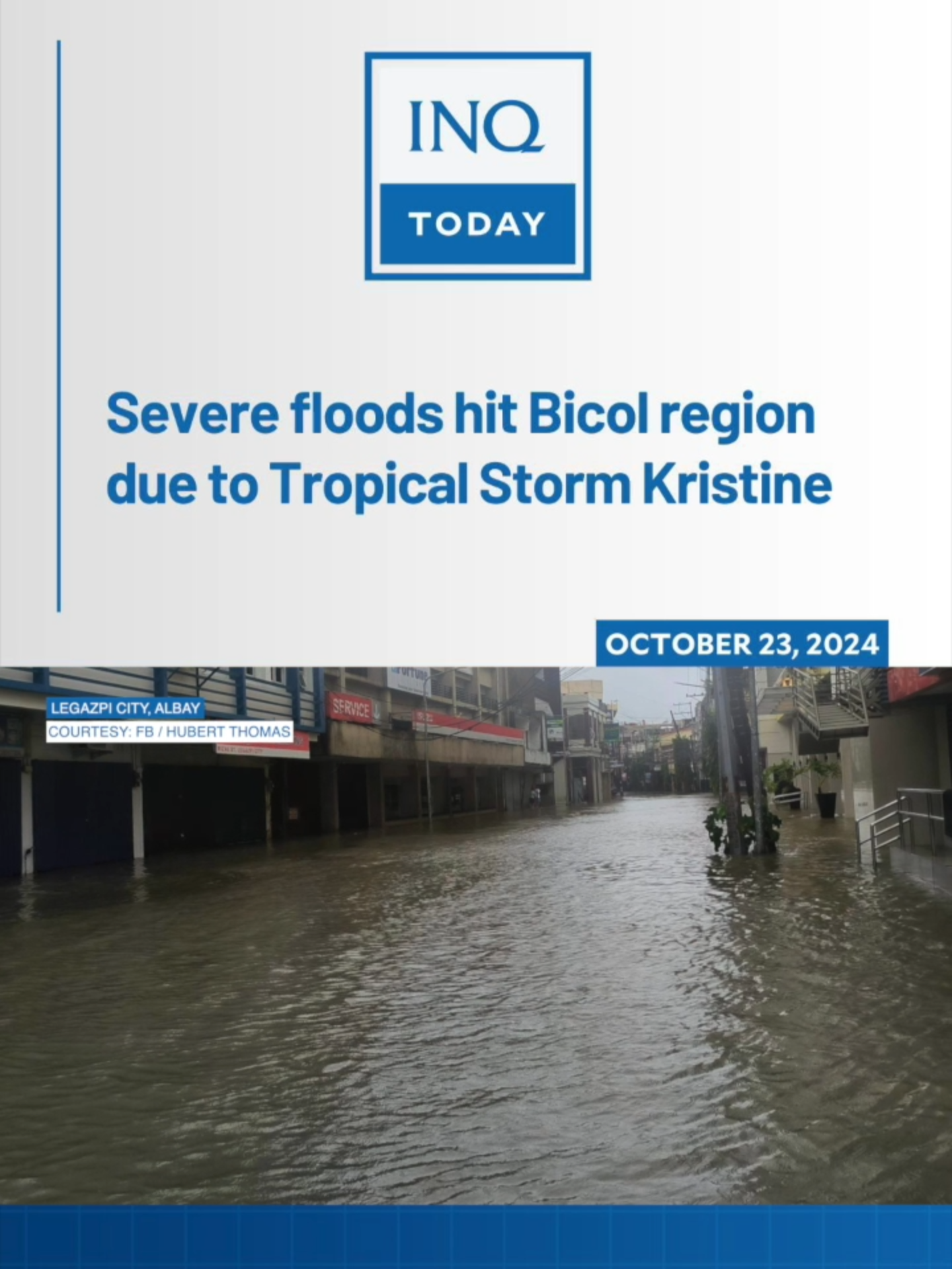 Several areas in Bicol have been severely affected by intense flooding as Tropical Storm Kristine continues to bring strong winds and heavy rains to the region and other parts of the country. #newsph #socialnews #tiktoknews #inquirerdotnet #flooding #flood #philippines