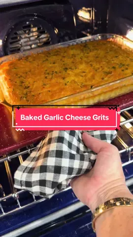 Baked Garlic Cheese Grits 🧀 Ingredients: 4 beaten eggs, 1/2 cup milk, 24oz. Sharp Shredded Cheddar divided, 1 teaspoon garlic powder & black pepper, 2 cups quick cooking grits, 6 cups chicken broth, 1 stick butter #breakfastcasserole #bakedgarliccheesegrits #breakfastideas #breakfast #grits #breakfastrecipes #breakfastfordinner #gritsbake #cheesegrits #bakedcheesegrits #brunch #brunchtok #brunchtime #brunchideas #southernfood #southernbreakfast #soulfood #gritcake 