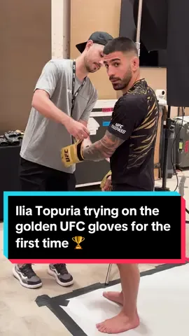 Ilia Topuria trying on the golden UFC gloves for the first time 🏆 #UFC308 | Oct 26, 5PM | LIVE on TNT Sports Box Office  #UFC #mma #martialarts #ko #knockout #iliatopuria #topuria #fight 