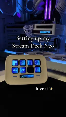I bought an @Elgato Stream Deck Neo! It looks so aesthetic with my white setup 🩷 I’ve set it up very basic for now and it’s biggest purpose is annoying my friends with Discord soundboards, but I might start streaming soon 🥹 Should I buy more of the Neo product range? #elgato #streamdeck #streamer #GamerGirl #techtok #whitesetup 