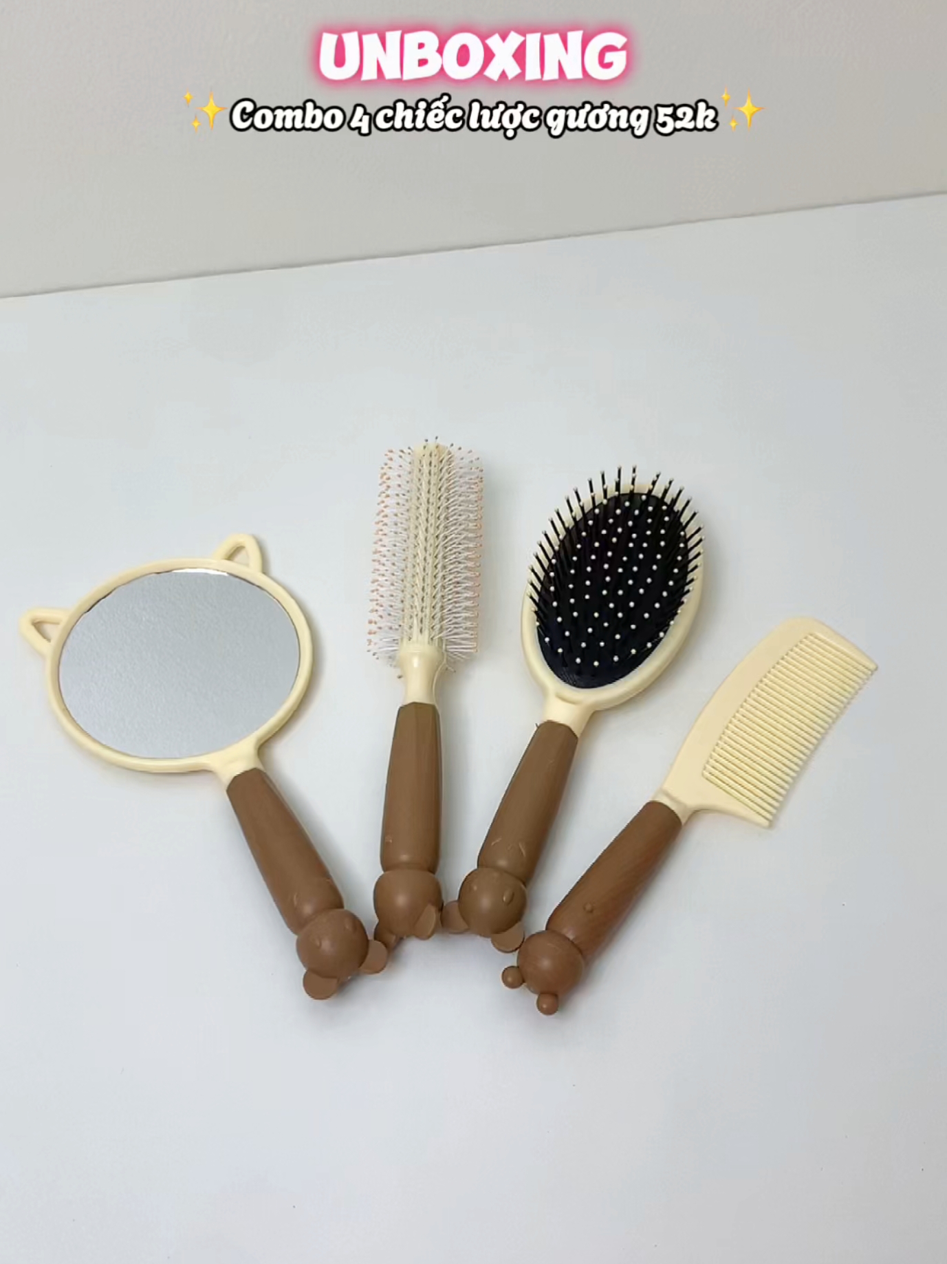 Bộ gương lược có 4 món xinh xắn và chất lượng lắm, các nàng rất nên sở hữu nhaa 🫰🫰 #unboxing #review #chamsoctoc #setluocguong 