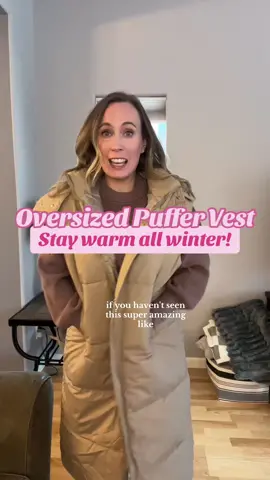 Grab this extremely warm oversized puffer vest! Super affordable and very cute puffer vest!  Pair this with so many different outfits! Vest outfit ideas #puffervest #oversizedvest #winterclothing #staywarm #puffervestoutfits #vest #longvest #oversizedpuffervest #blackfridaydeals #cybermondaydeals 