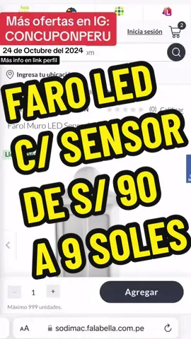 Oferta en la web SODIMAC #falabella #sodimac #farol #iluminacion #ofertas #descuentos #ahorro 