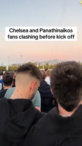 Chelsea and Panathinaikos fans clashing before kick off #chelsea #chelseafc #cfc #panathinaikos #uefa #uecl #awaydays #fyp 