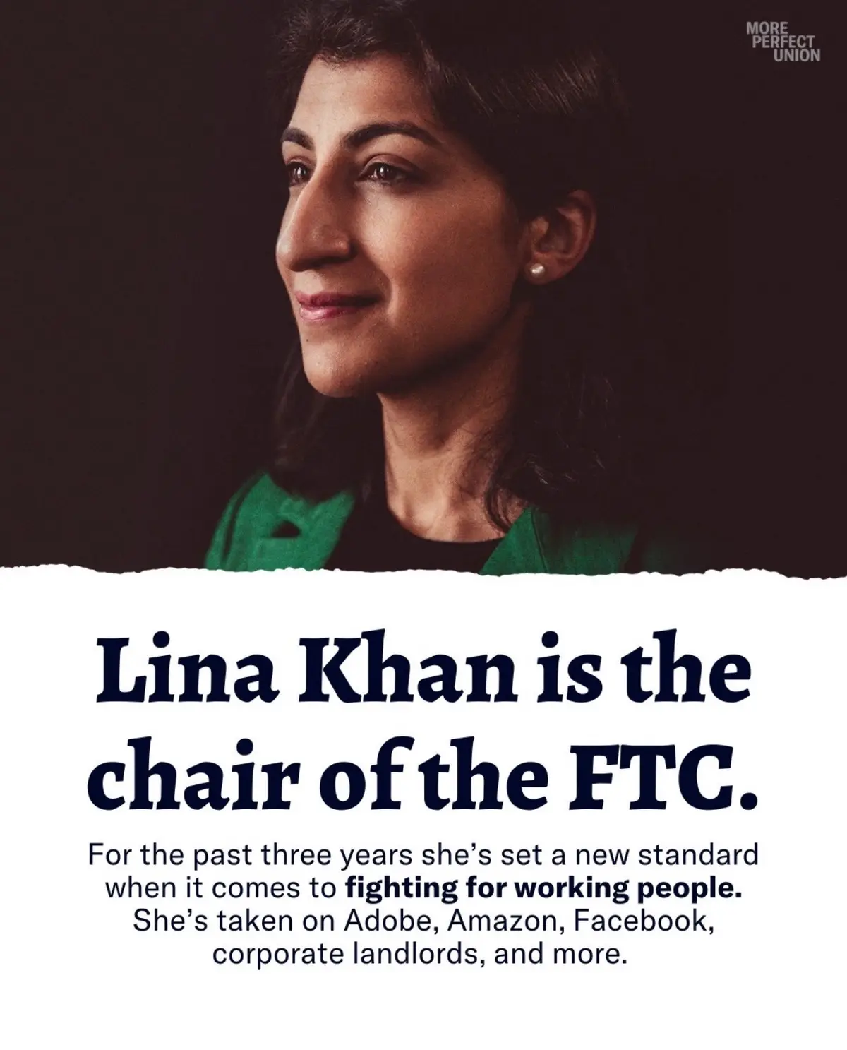 Corporate America has made it clear that they want Lina Khan gone. Why? Just take a look at what she’s done. #labormovement #corporategreed #workersrights #ftc 