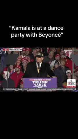 Trump: “Kamala is at a dance party with Beyoncé” #trump #beyonce #kamala #kamalaharris #donaldtrump #2024 #president #houston #michigan 