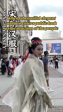 When a beautiful elegant woman enters public look at the reaction of the people #inpublic #unitedkingdom #USA #reaction #chinese #china #outfit  @Teresahuo 