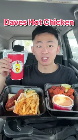 Trying Everything From @Dave’s Hot Chicken 🔥 #food #Foodie #foodreview #chicken #tender #mukbang #asmr #daveshotchicken #spicy #tastetest #fyp #fries #fastfood #eating 