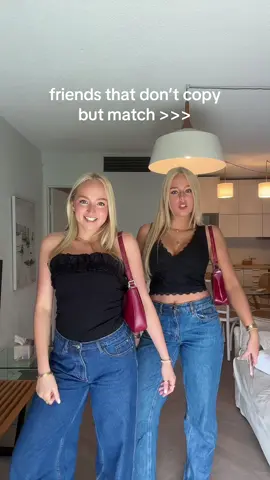 black top + denim combo >>> #bestfriend #matching #outfit #twin #sydney #fitcheck @Thats So Fetch @Princess Polly @Glassons 