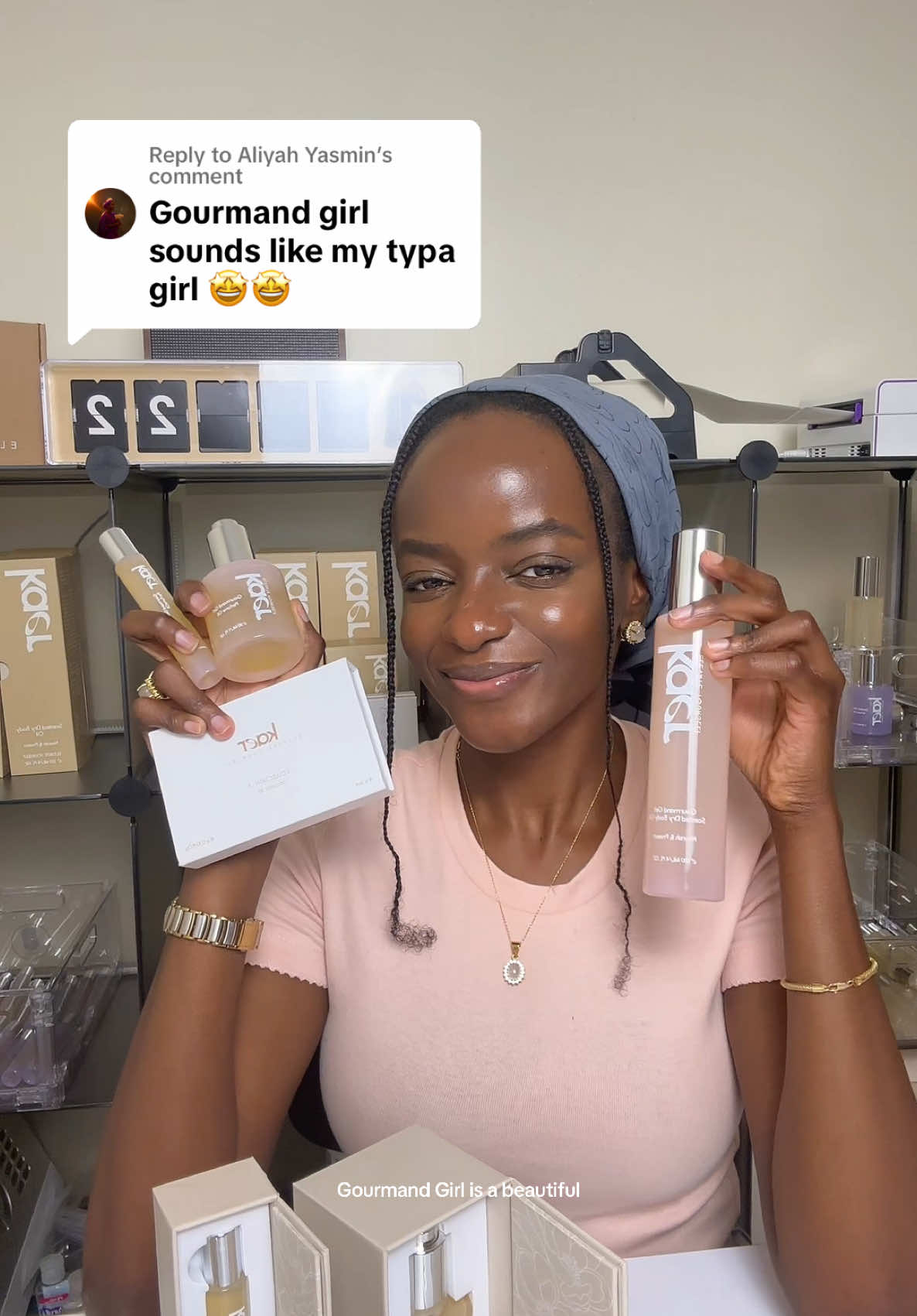 Replying to @Aliyah Yasmin  She’s a super fun sweet, fluffly floral fragrance! 🫶🏿🥰 #perfumeoil #tiktokshopperfume #perfumetiktok #tiktokshop #drybodyoil #gourmandperfume 