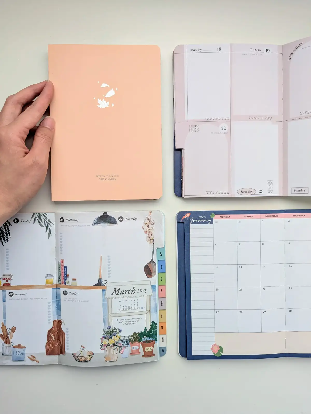 🧡 Design Your Life Planner - dated, fun and different themes per month, like a premade bullet journal 💙 Back to Basics Planner - dated, minimalist, color-coded vertical layout 💛 Limitless Planner (hourly layout) - undated, 53 weeks, versatile hourly time slots from 6-10 (start at AM or PM) 🖤 Limitless Planner (horizontal layout) - undated, 26 weeks, half the thickness of other refills so it's good to carry around . #plannertok #planneraddict #plannercommunity #aestheticplanner #2025planner #dylplanner #stationery #aestheticstationery #aestheticplanner #schoolsupplies #collegehacks #wellnesstok 
