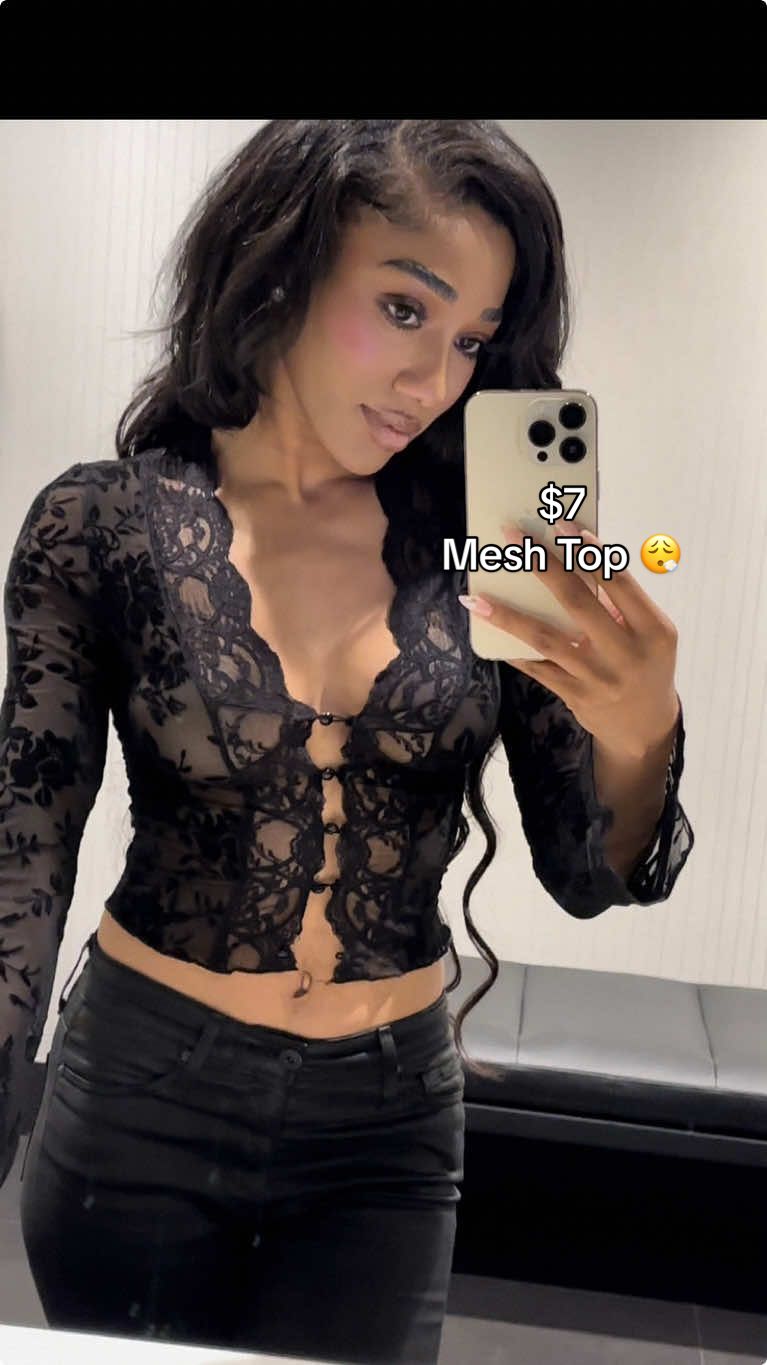 Replying to @Reionameon this is my little $7 mesh top from TikTok Shop 🤭🤭🤭 I’m wearing a size XS (which I will say it’s true to size), the sleeves are nice long, but the top IS see through (obviously) so I would highly recommend getting the nippie covers that I talked about 🥰 #meshtop #sheertop #datenightoutfit #datenightoutfitideas #TikTokShopFashion #fashion #fashiontiktok #fashionhacks #OOTD #ootdinspo #tiktokshopblackfriday 