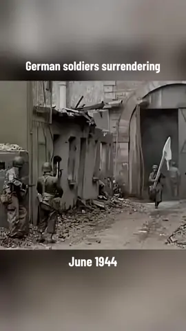 Footage of German soldiers surrendering in Cherbourg, France, June, 1944. What was left to surrender was a motley collection of approximately 45,000 men of a good number of field, security, logistical, medical and administrative units belonging to the Heer, Kriegsmarine and Luftwaffe all pushed into a small pocket. Many of them had not seen combat or had little real experience fighting.  🎥 Remastered U.S. Army footage by artichaeology839 on YouTube  #History #ww2 #ww2history #ww2german #worldwar2 #usarmy #worldwartwo #wwii #reels #fyp 