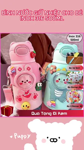 Bình nước giữ nhiệt cho bé 500ML INOX316 , bình giữ nhiệt trẻ em có dây đeo , tặng kèm bộ vệ sinh , sticker 2D 3D #binhgiunhiet #binhnuocgiunhiet #binhnuocgiunhiettreem #inox316 #500ml 