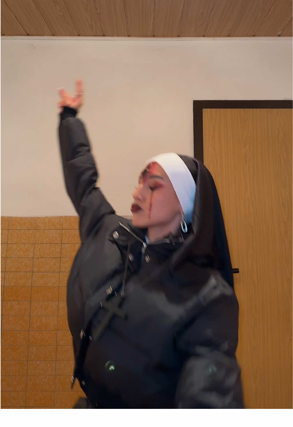 Talk yo‘ shit, bite your lip #halloween #halloweenlook #makeup #nun #costume #costumeideas #fyp #viral 