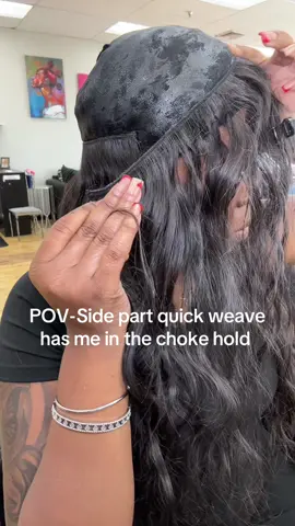 I may try a middle lart next time 🙄🤭but quick weave mini tutorial 💕. Stay tunned for curling . #fyp #quickweave #hairstyle #sidepart #influencer #protectivestyles #757hairstylist 