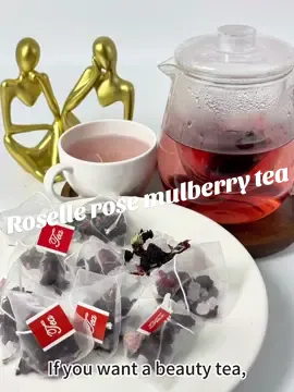 Roselle rose mulberry tea#beautytea #anthocyanin #antioxdants #healthy #water #tea #flowertea 